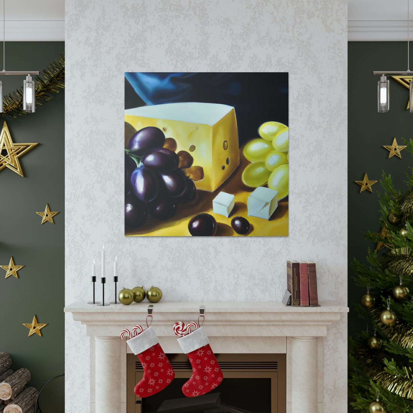 Cheese and Grapes Tapestry - Canvas