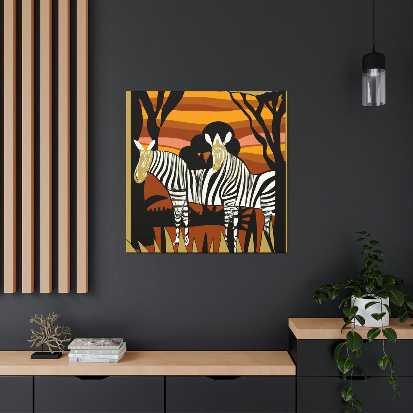 "Zebra in Moonlight Glaze" - Canvas