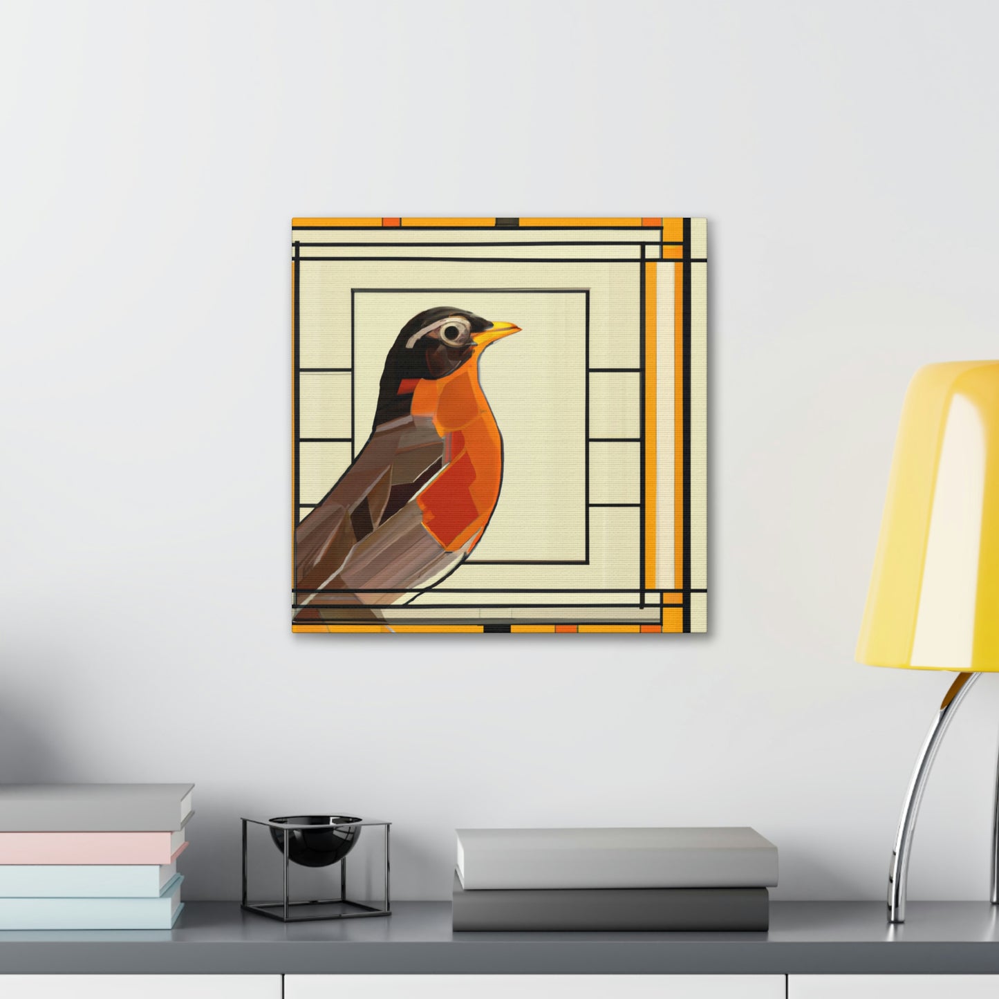 "Singing Art Deco Robin" - Canvas