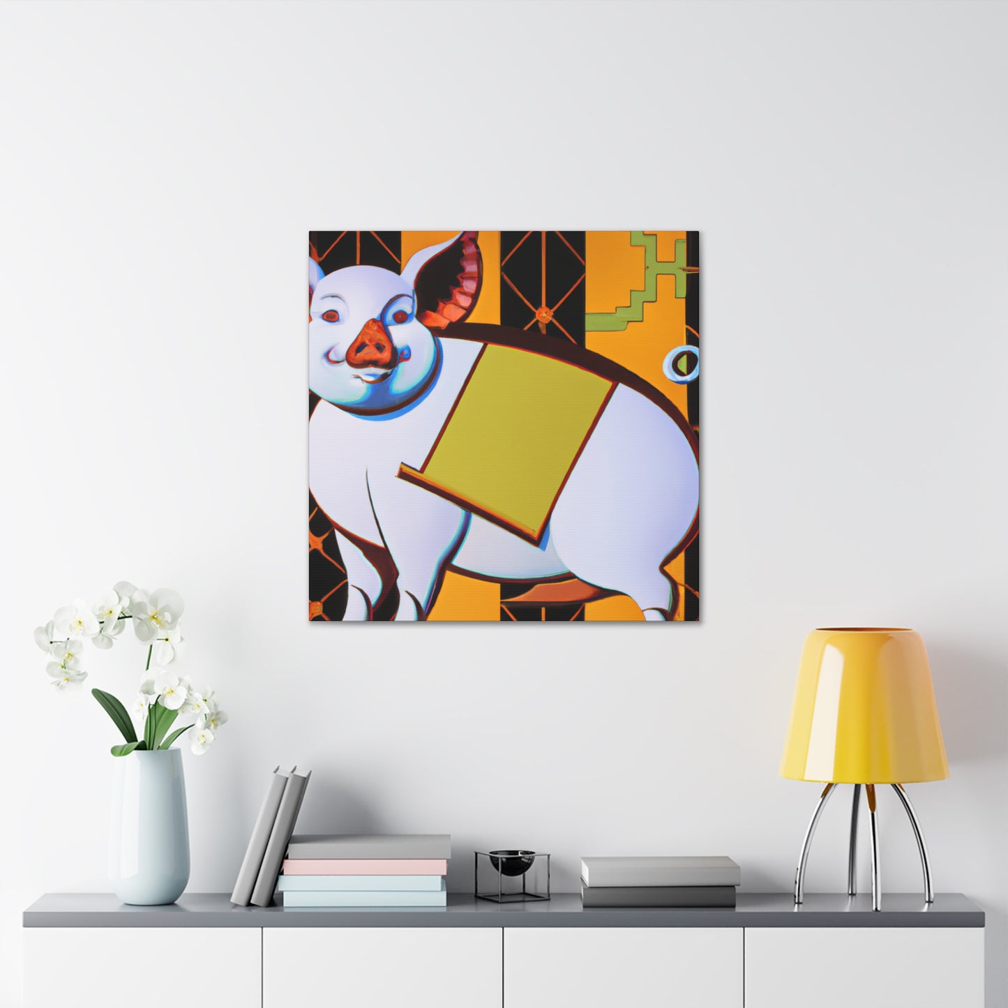 "Piggy's Deco Gleam" - Canvas