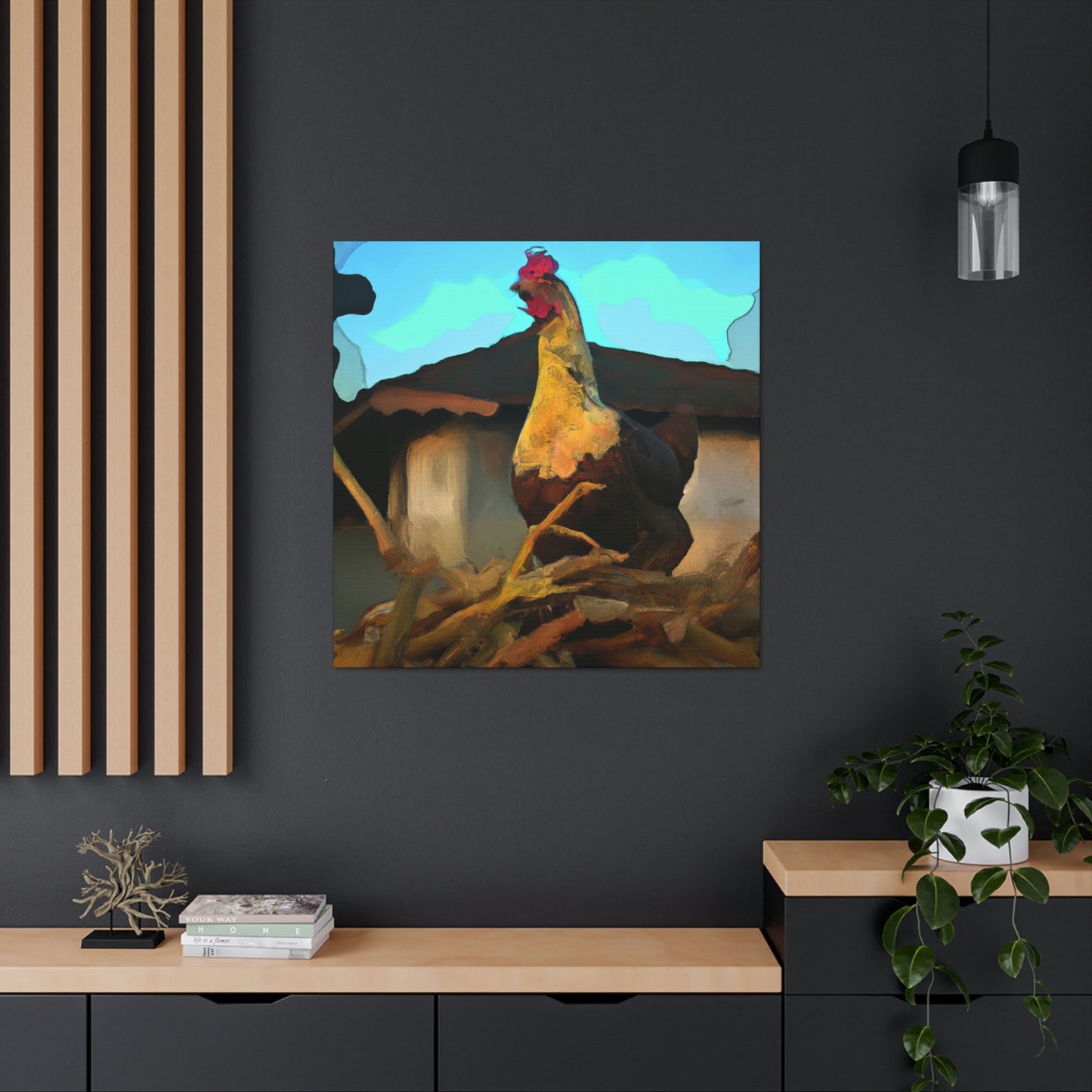 "Hen in Sunset Glow" - Canvas