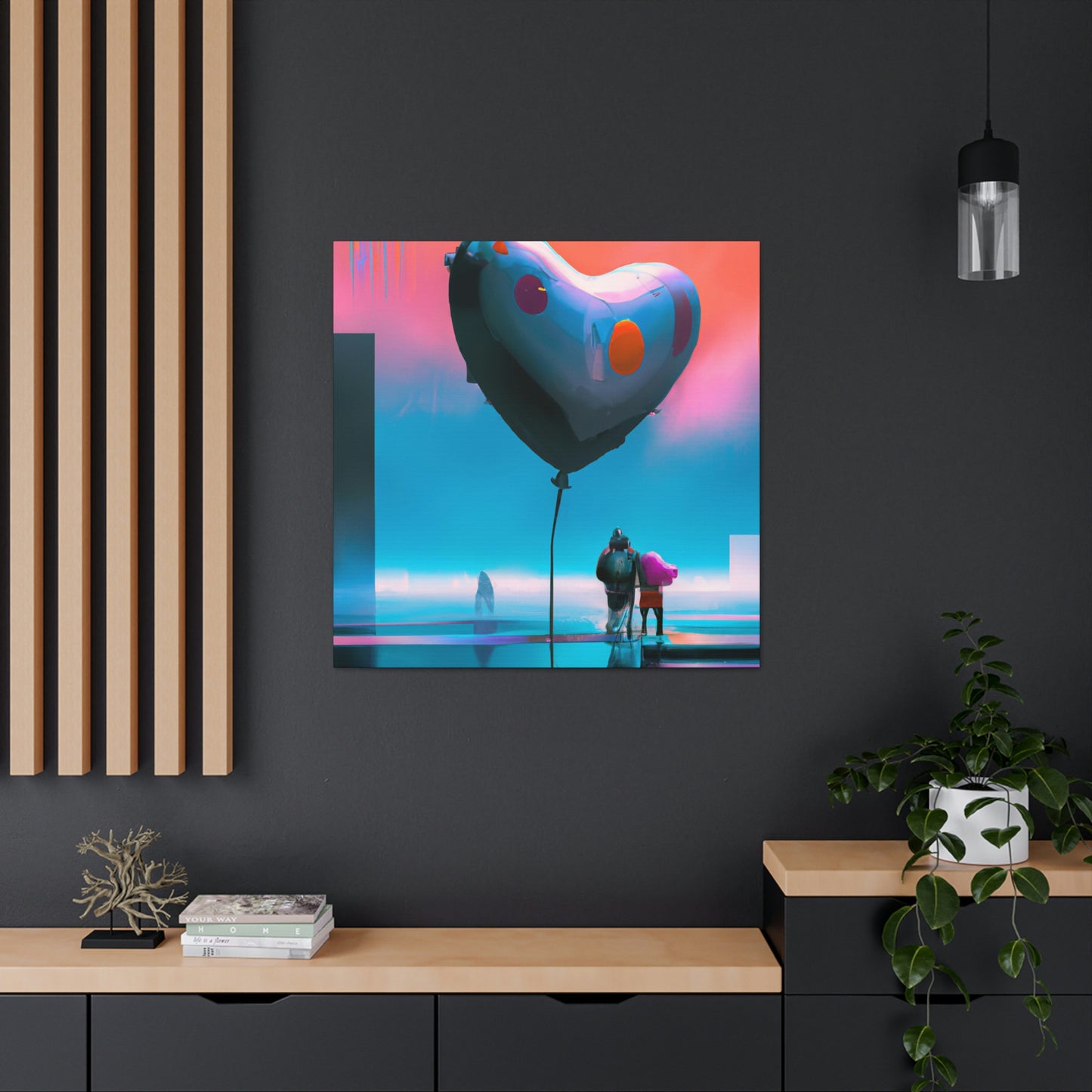 "Heart Balloon Ascension" - Canvas