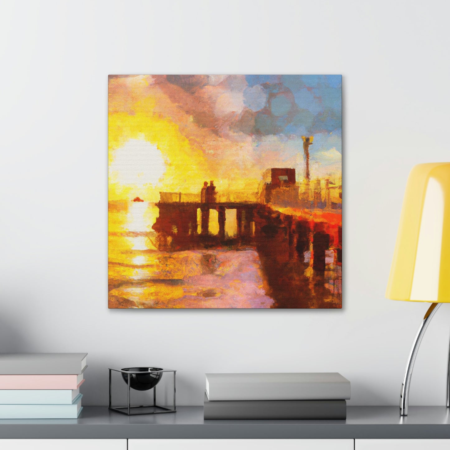 Pier Sunlit Reflection - Canvas