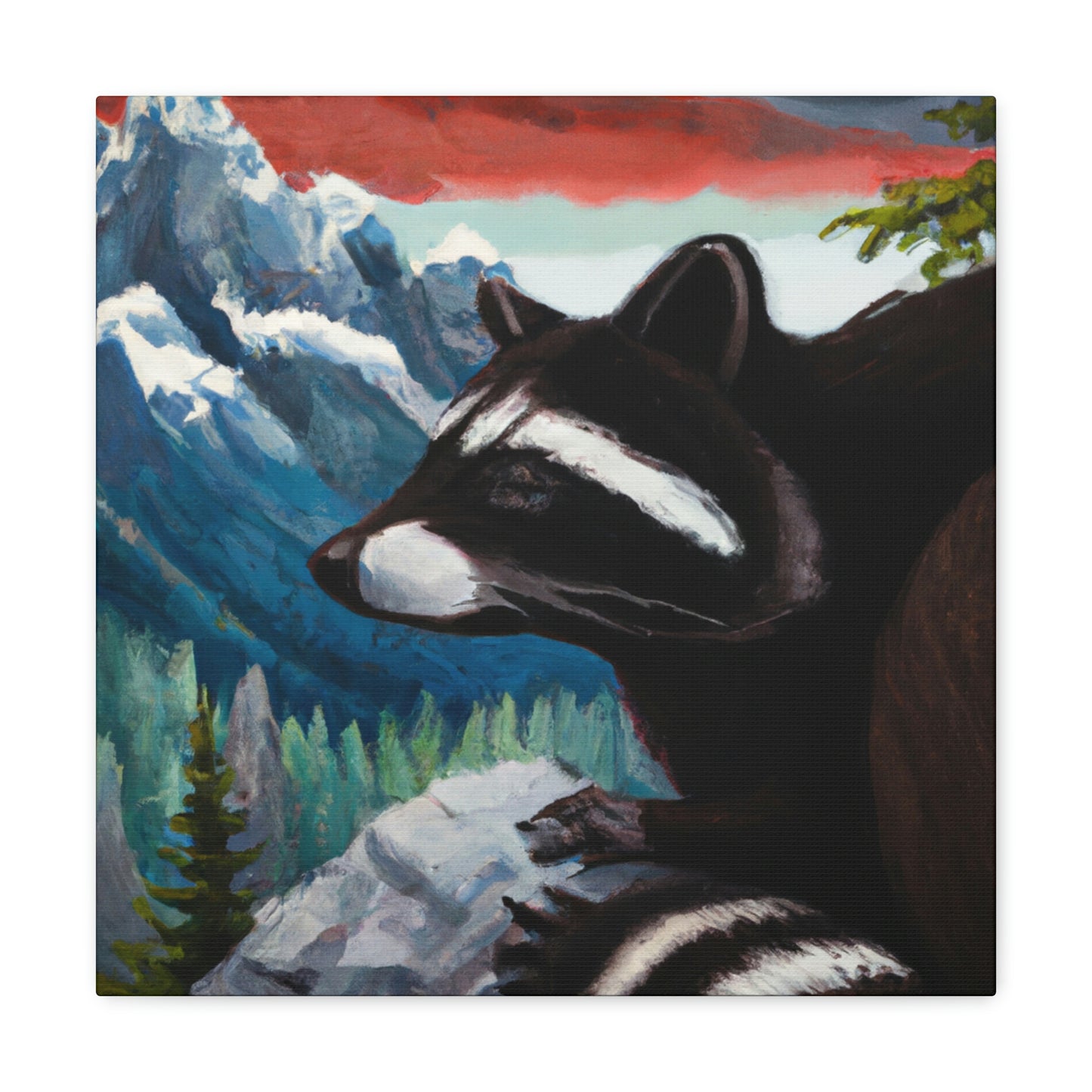 Raccoon in Art Deco. - Canvas