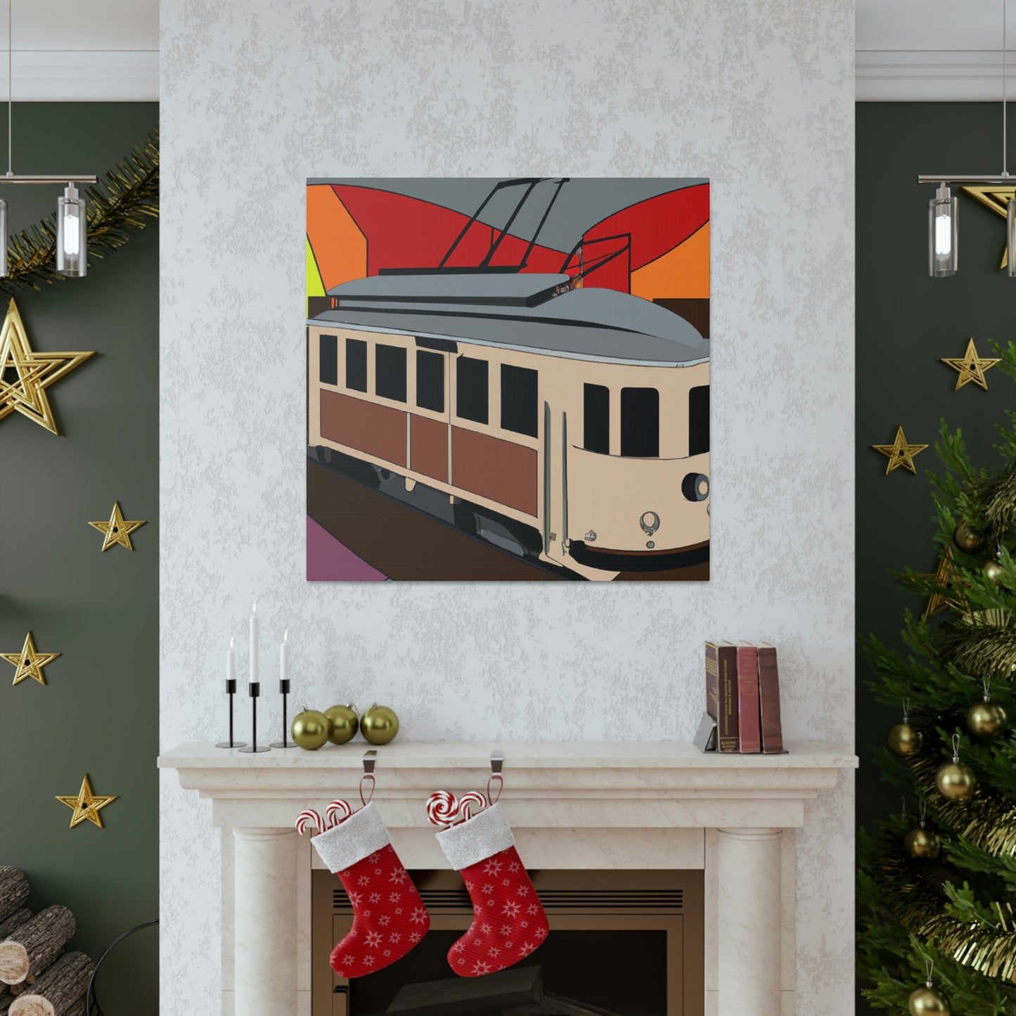 "Tram of Twinkling Lights" - Canvas