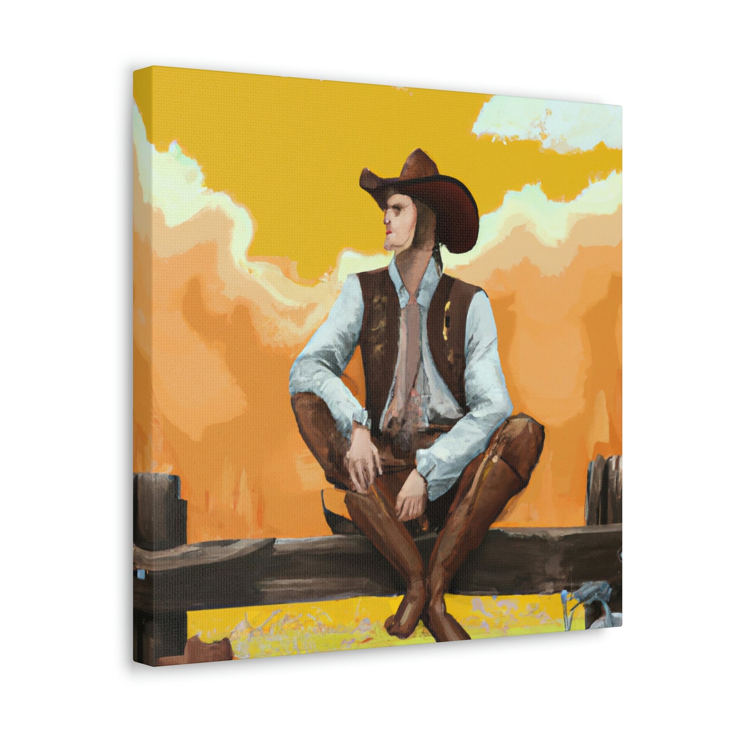 "Cowboy on a Fence" - Canvas