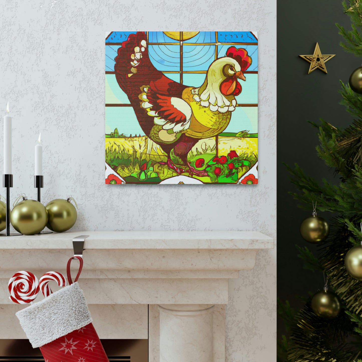 "Chickens in Art Nouveau" - Canvas