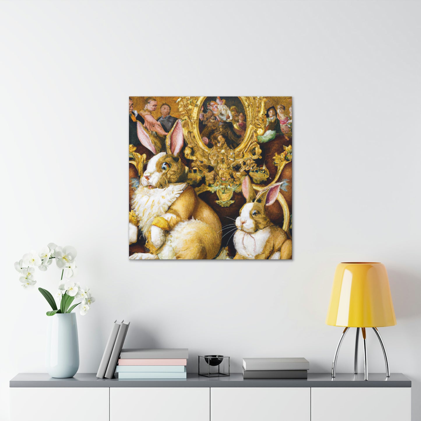 "Rabbits in Baroque Splendor" - Canvas