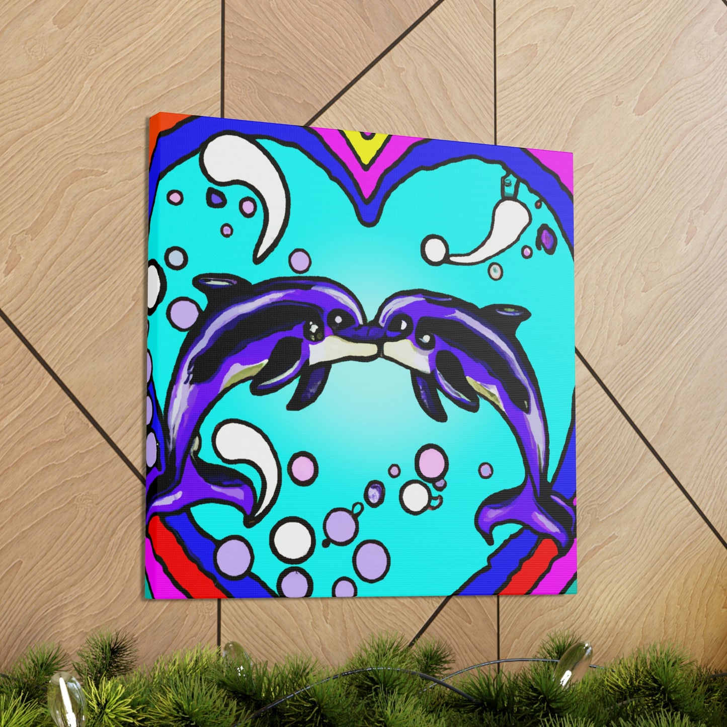 Loving Dolphin Pop Art - Canvas