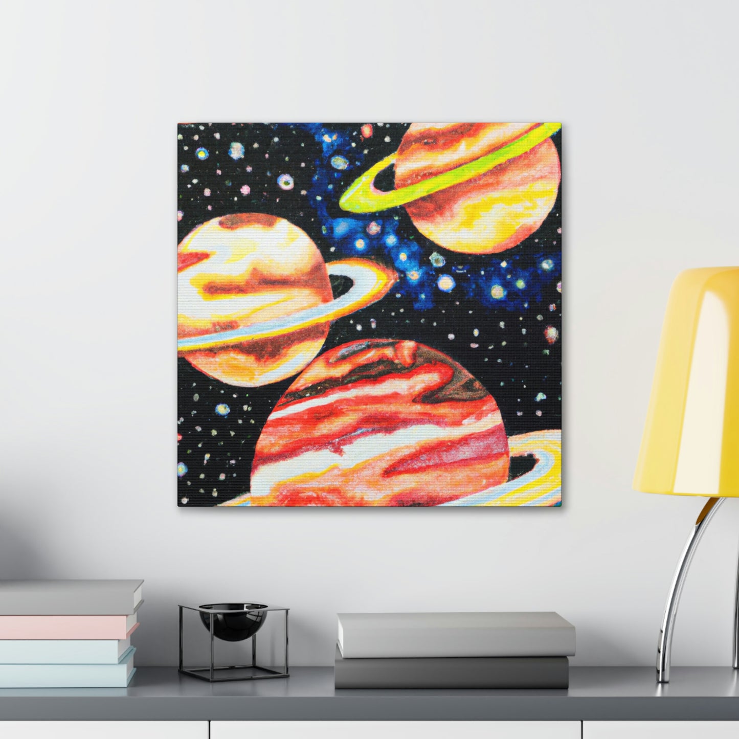 Planets in Pointillism - Canvas