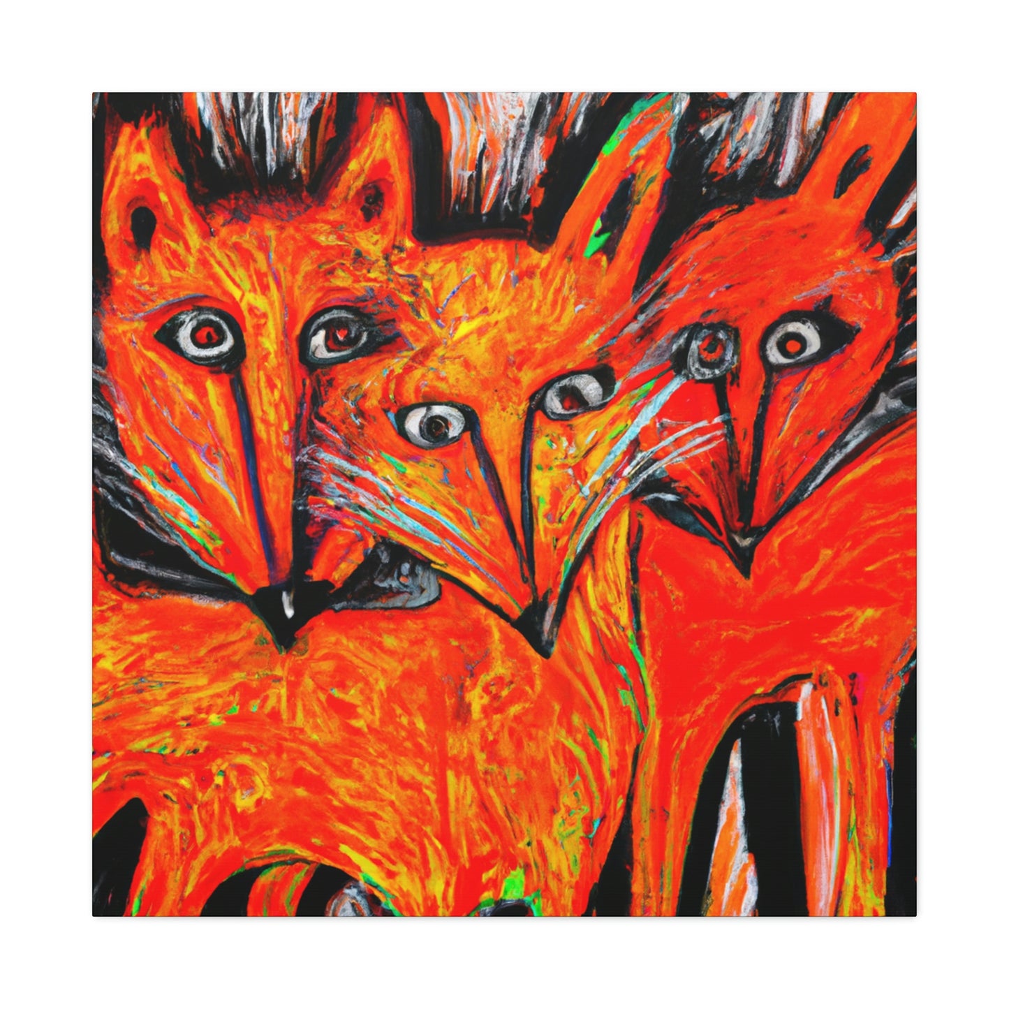 Foxes in Moonlight. - Canvas