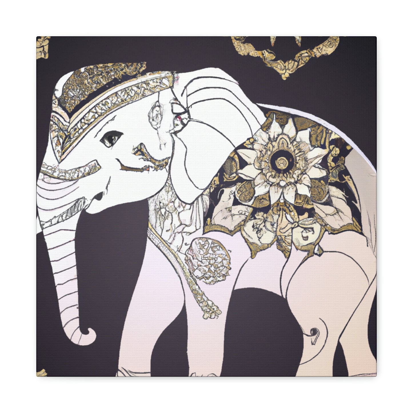 Gilded Indian Elephant. - Canvas