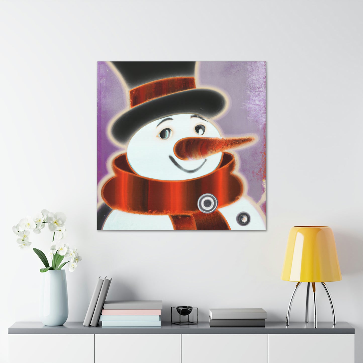 "Snowman's Art Deco Aura" - Canvas