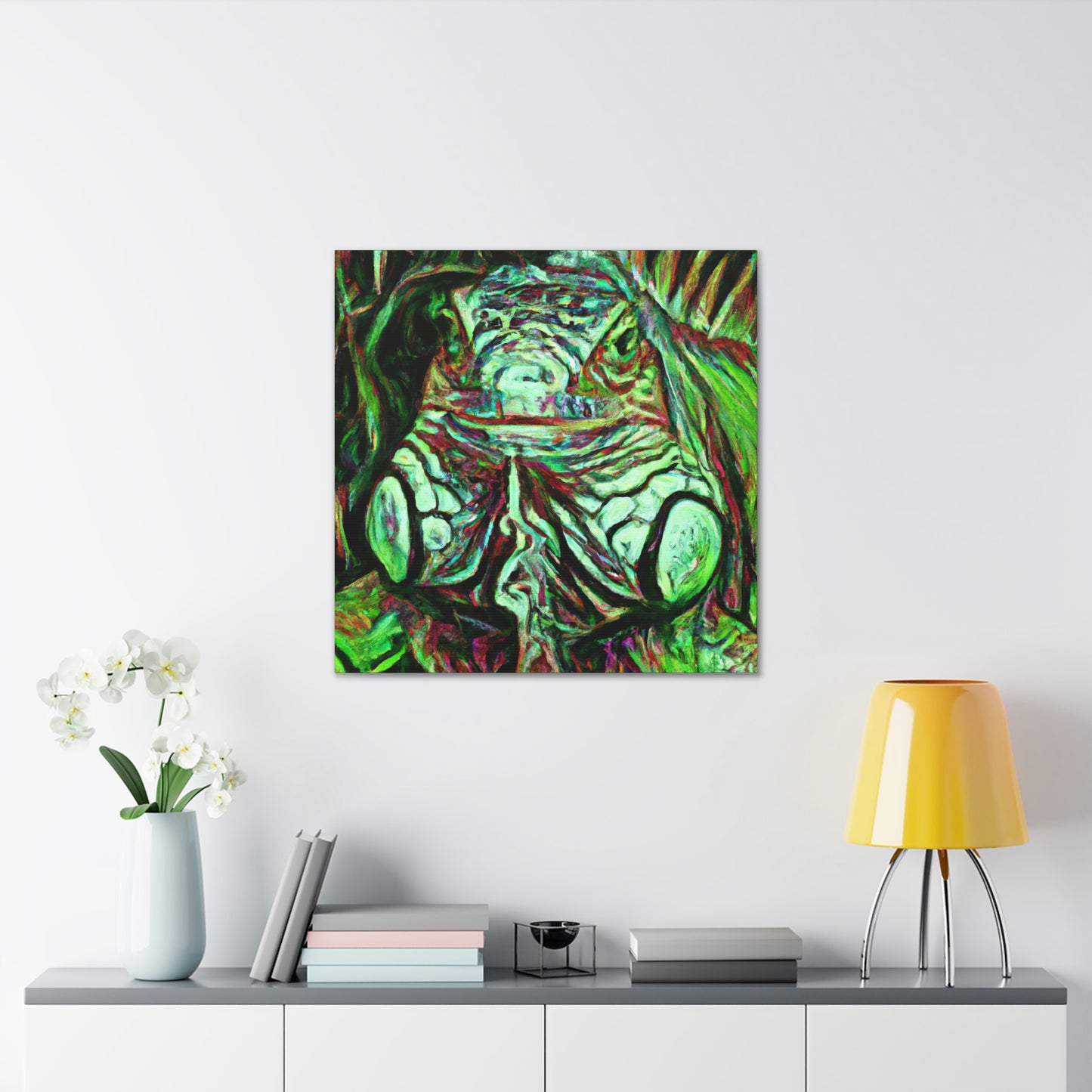 "Green Iguana Expressionism" - Canvas