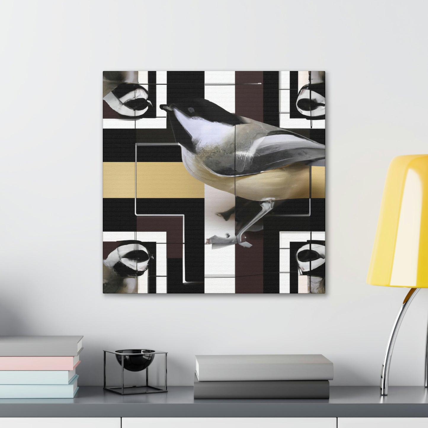 "Chickadee in Deco Style" - Canvas