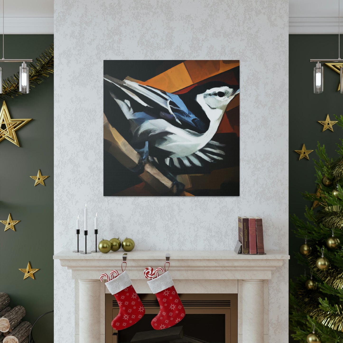 "Nuthatch in Art Deco" - Canvas