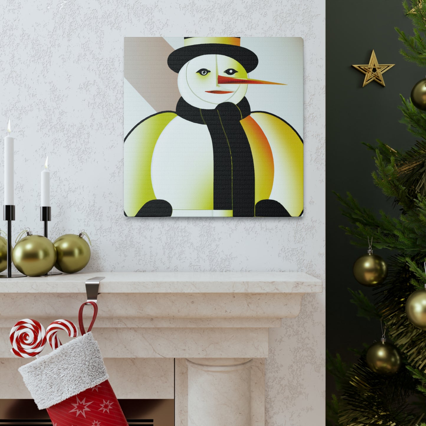 "Frosty Snowman Deco" - Canvas