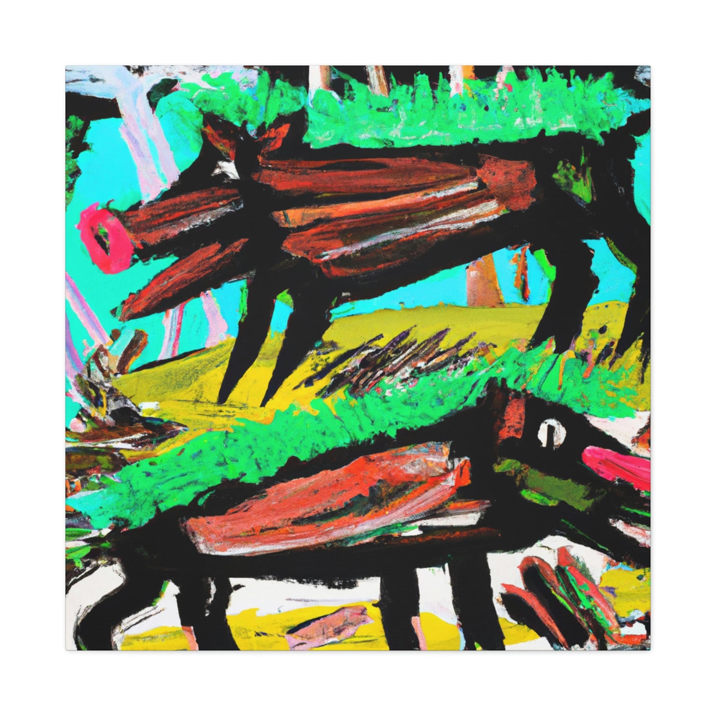 "Boars in the Wilderness" - Canvas