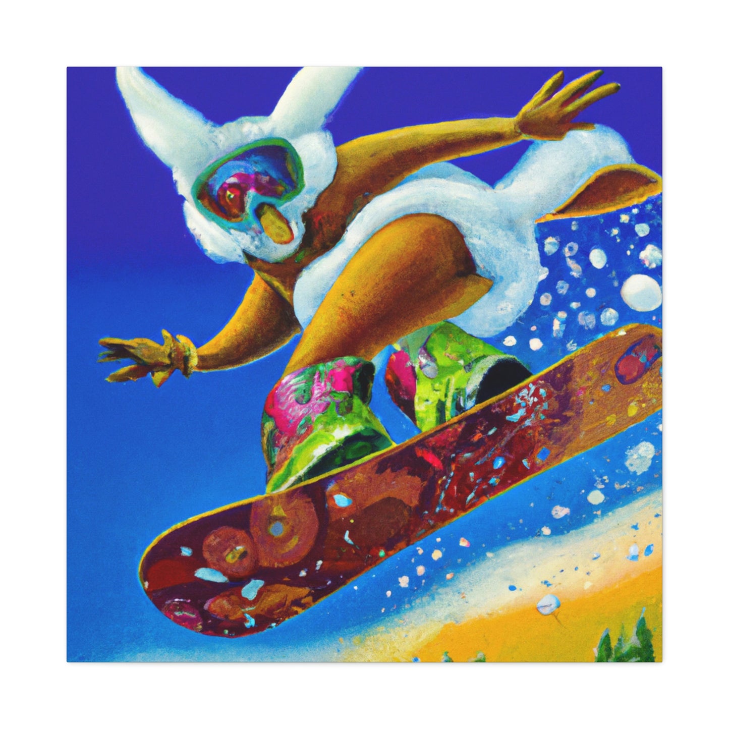 "Snow Boarding Deco Splendor" - Canvas