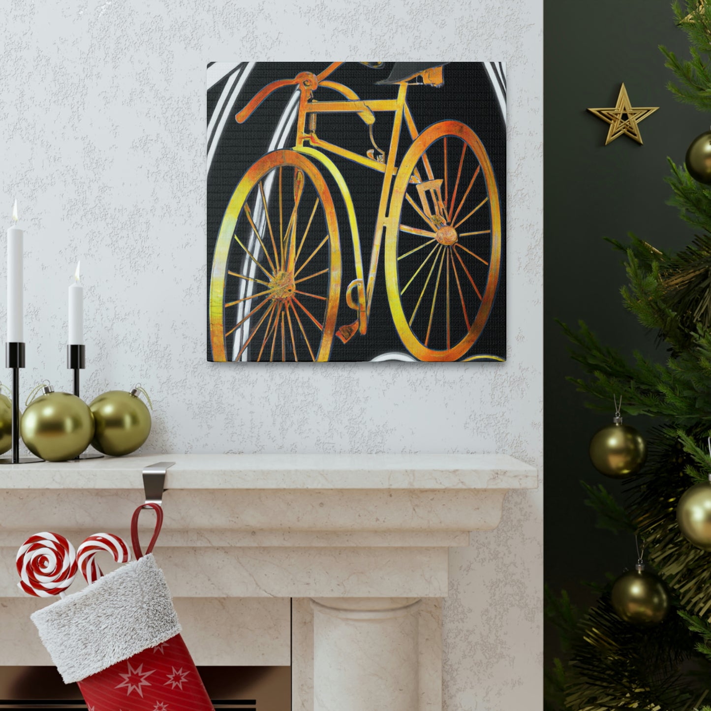 "Wheeling Art Deco Bike" - Canvas