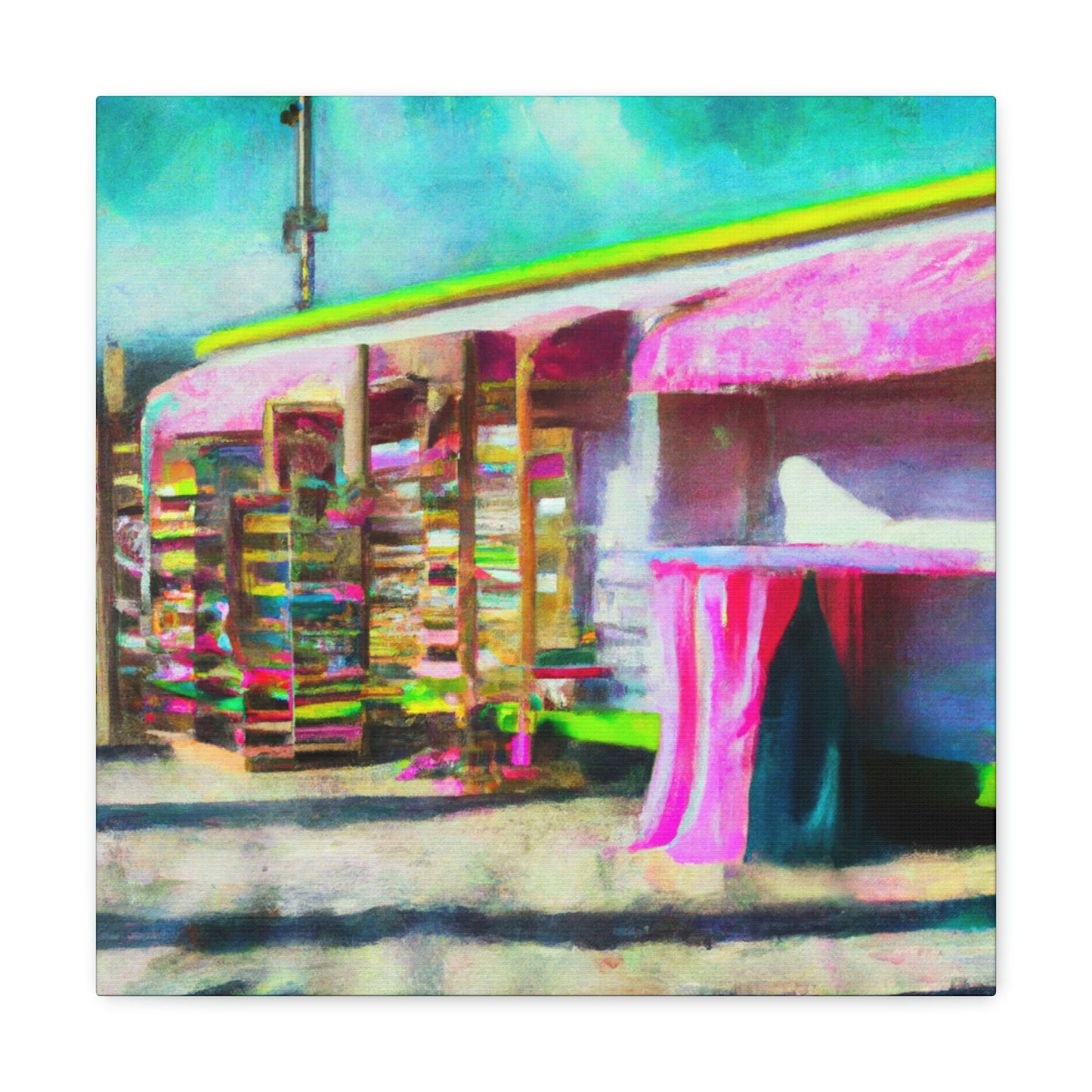 "Surreal Seaside Shops" - Canvas