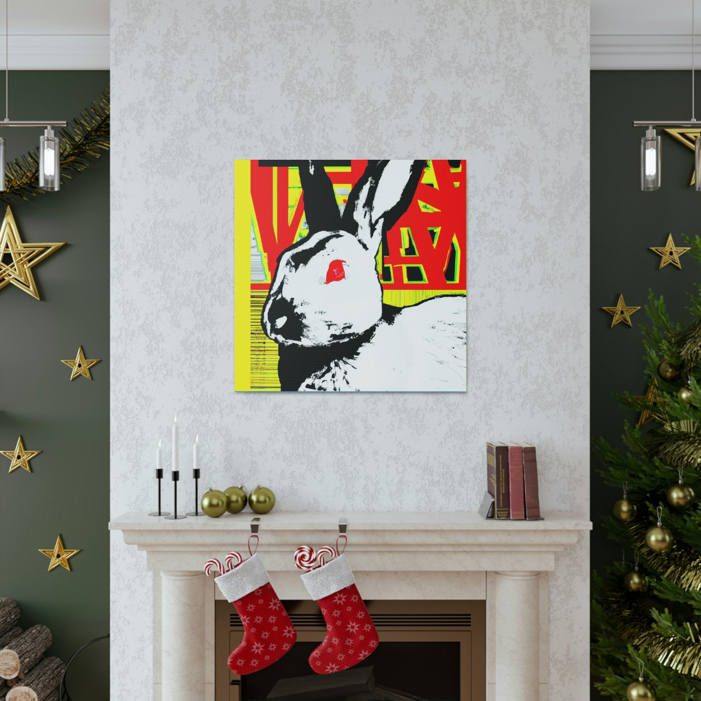 Rabbit in Moonlight Glow. - Canvas