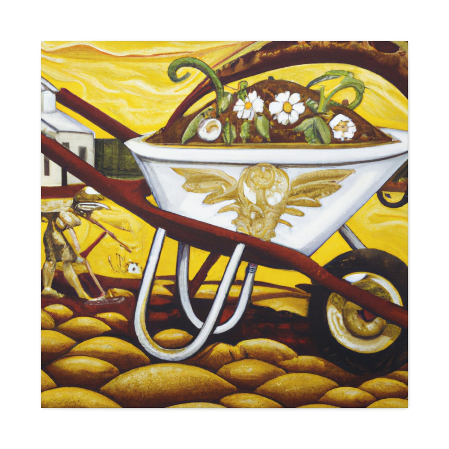 "Wheelbarrow in Bloom" - Canvas