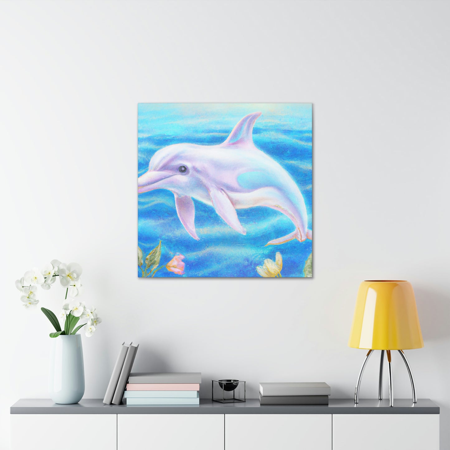 "Dolphins in Aquamarine Seas" - Canvas