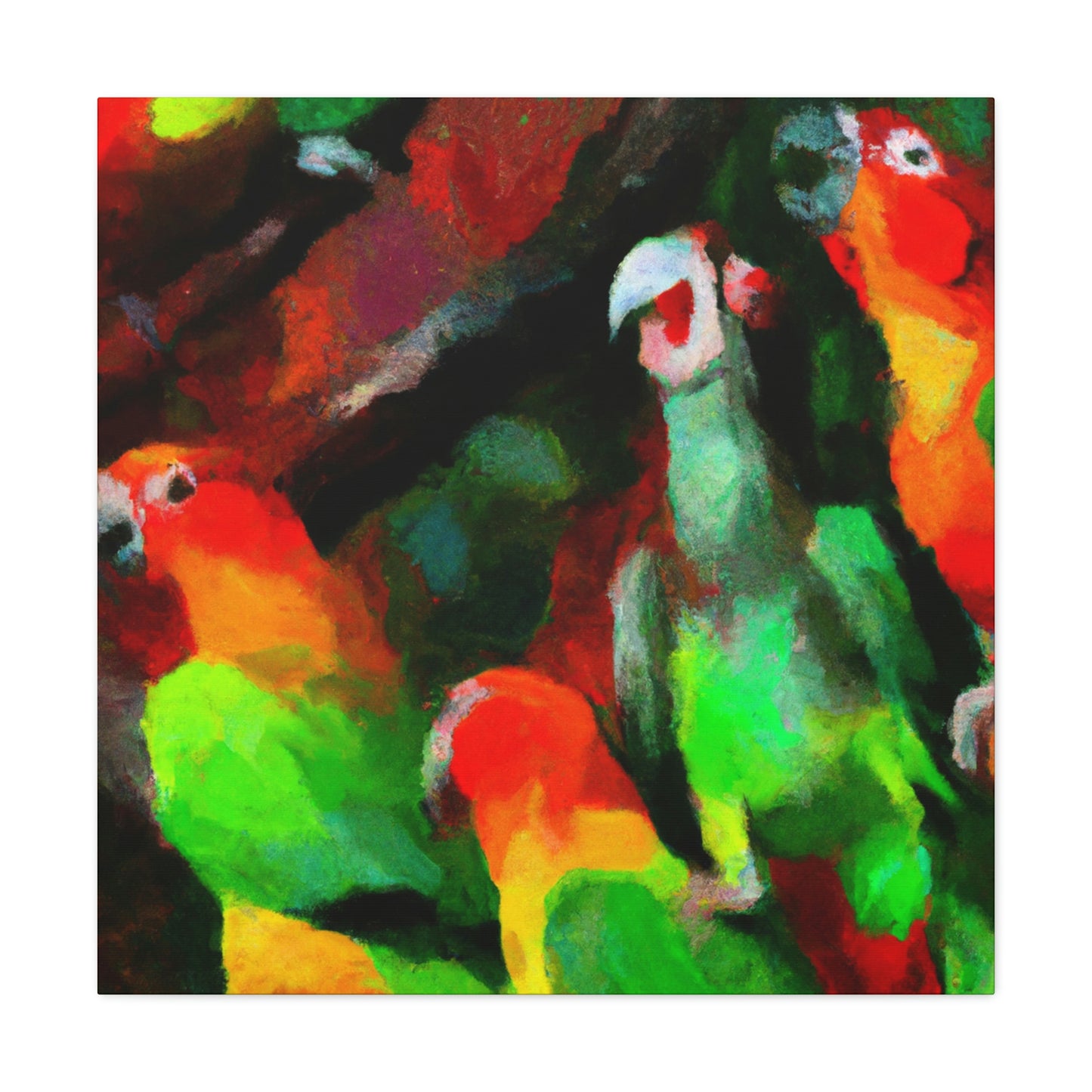 "Parrots of Senegalese Sky" - Canvas