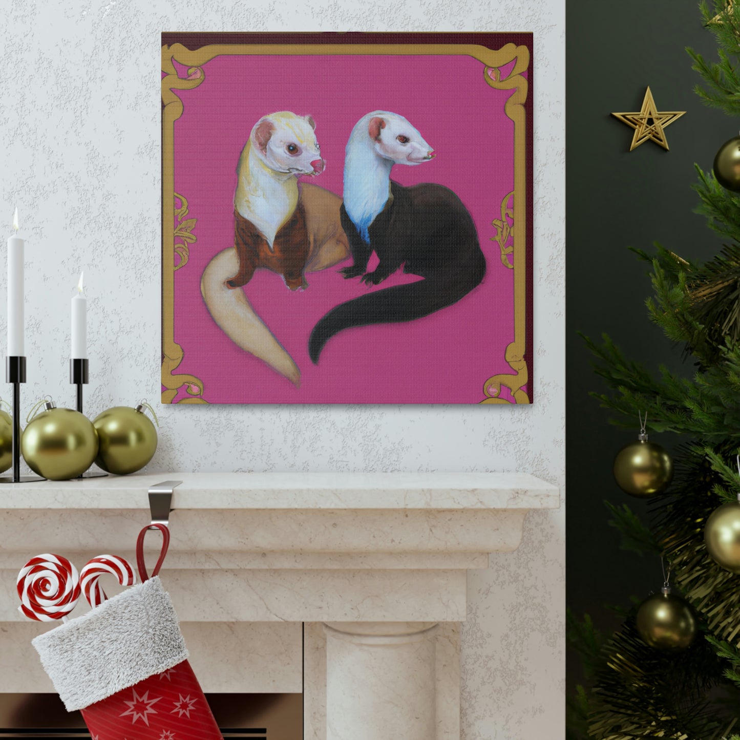 Ferrets in Art Deco - Canvas