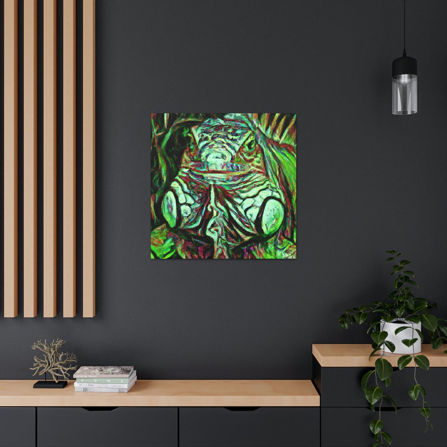 "Green Iguana Expressionism" - Canvas