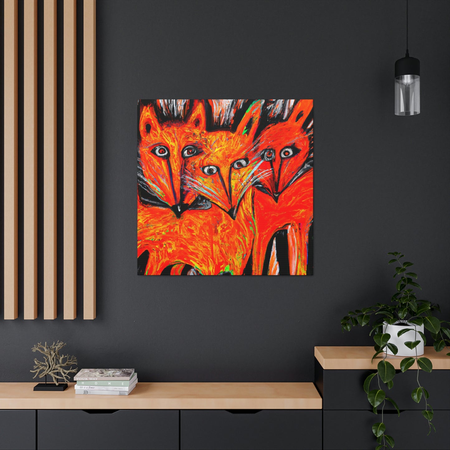 Foxes in Moonlight. - Canvas