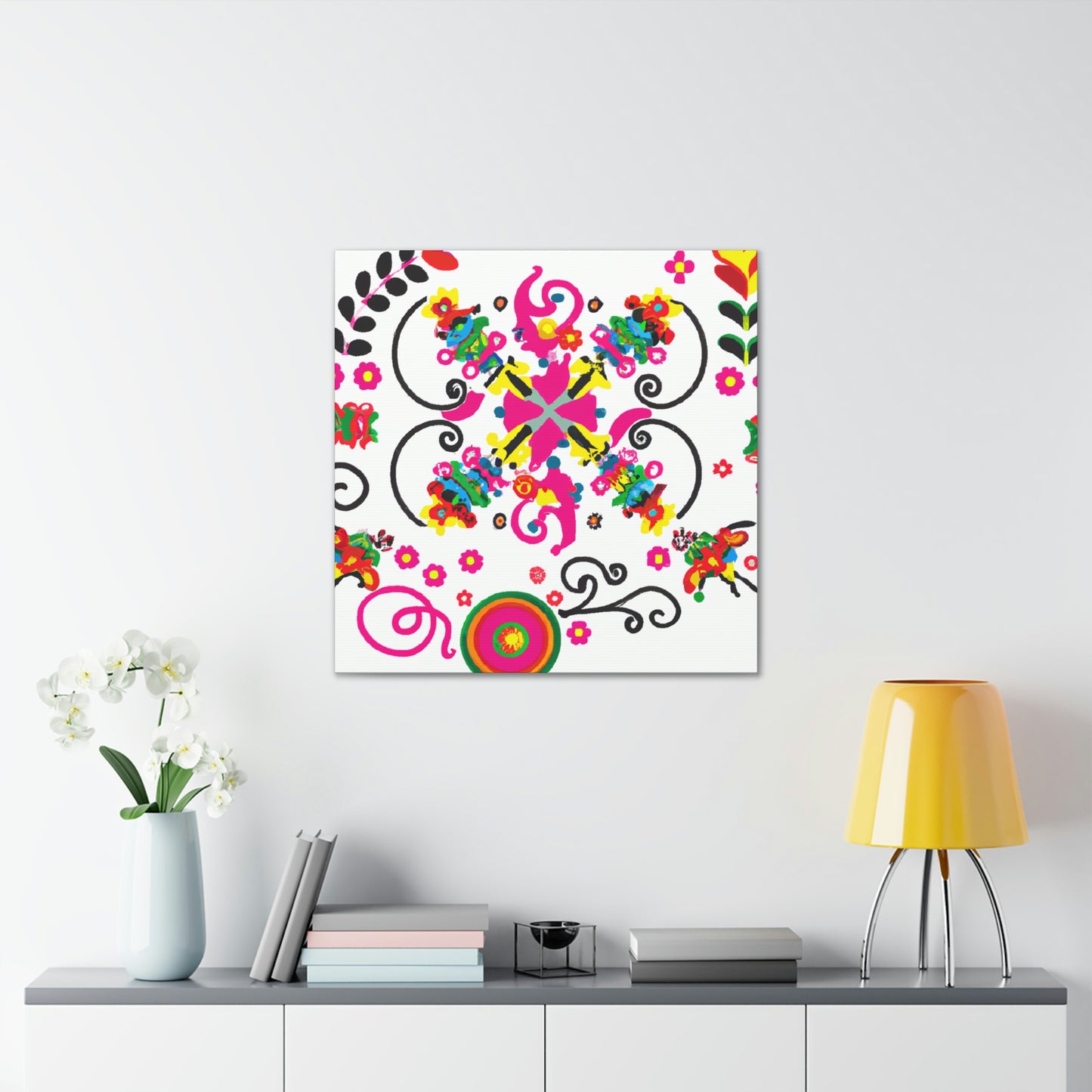 "Whimsical Flower Curtains" - Canvas