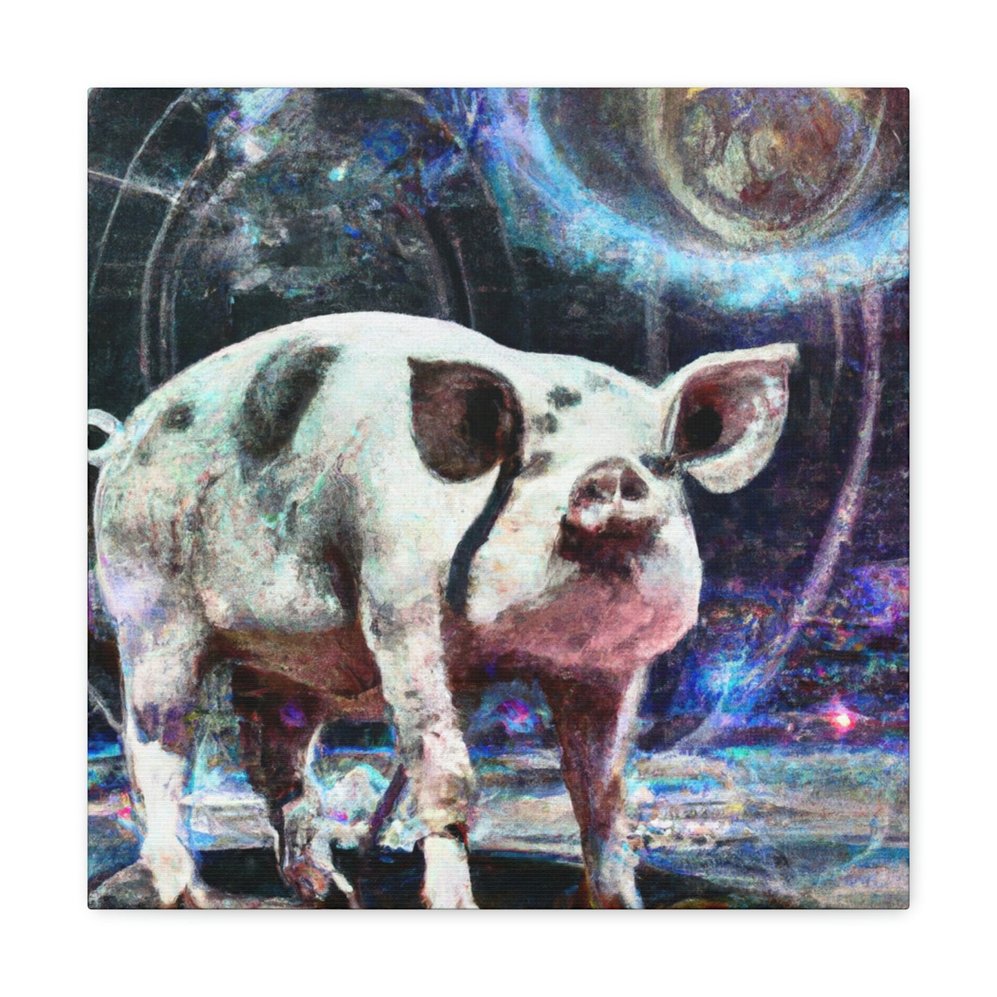 "Pot-Bellied Pig Dreamscape" - Canvas