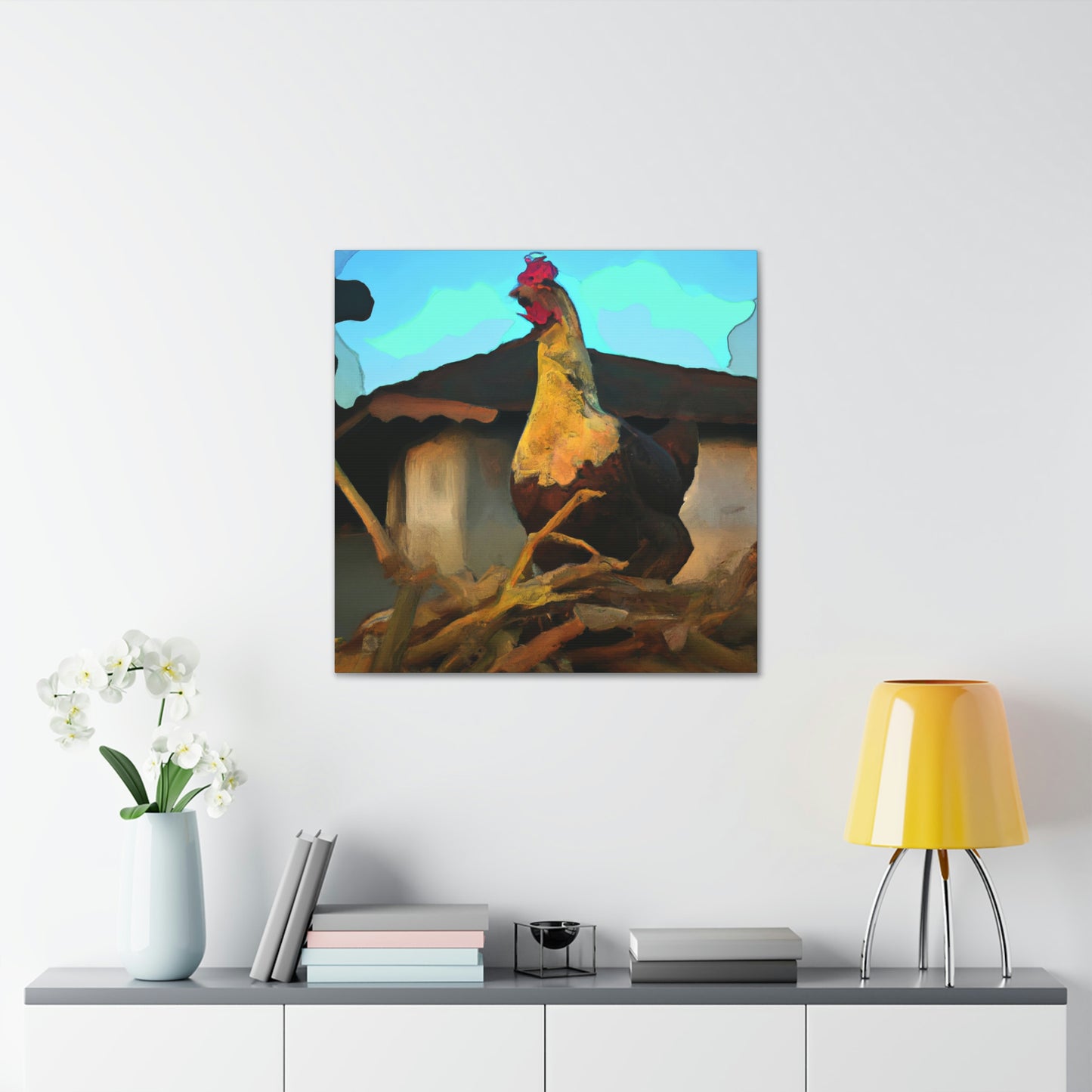 "Hen in Sunset Glow" - Canvas