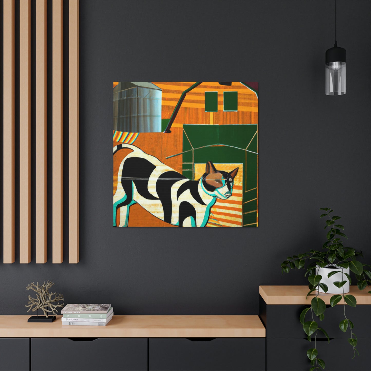 "Barn Cat Art Deco" - Canvas