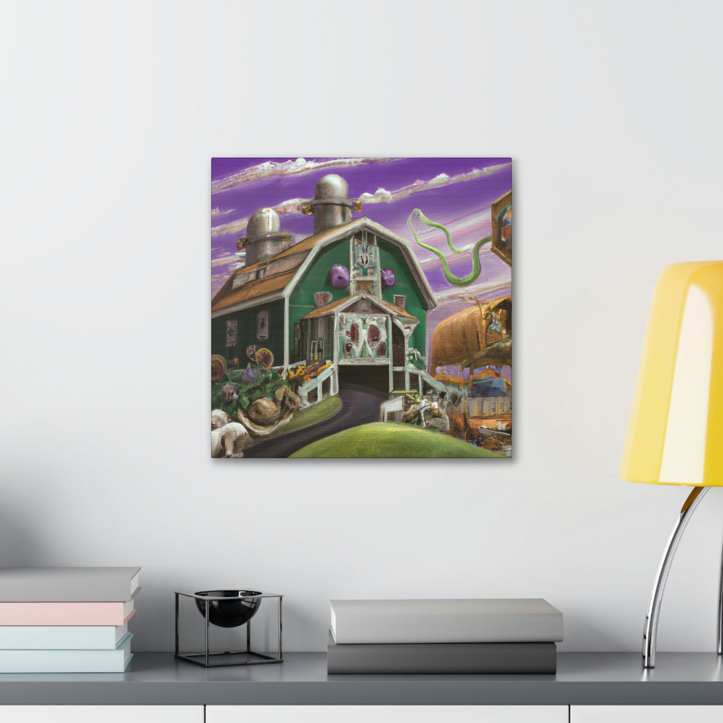 "Barn at Twilight Dreamscape" - Canvas