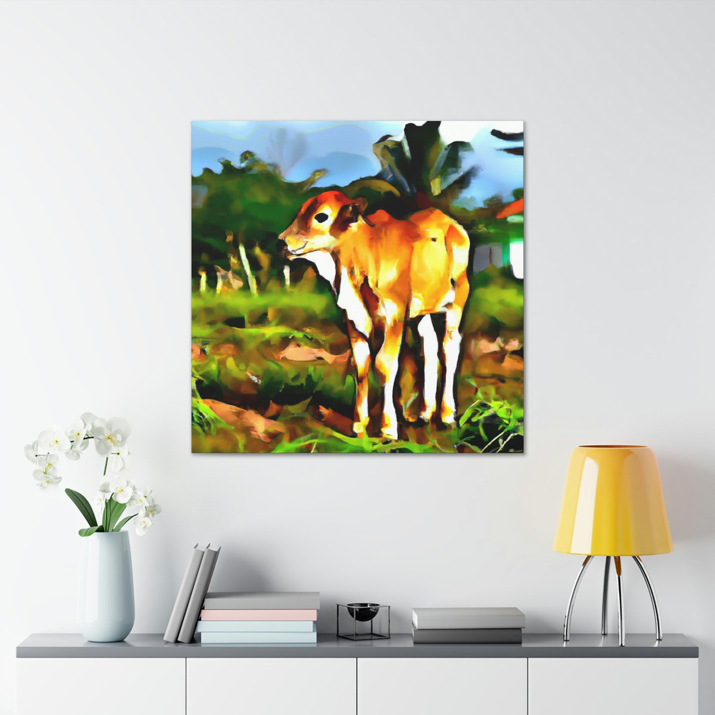 Calf in Neon Glory - Canvas