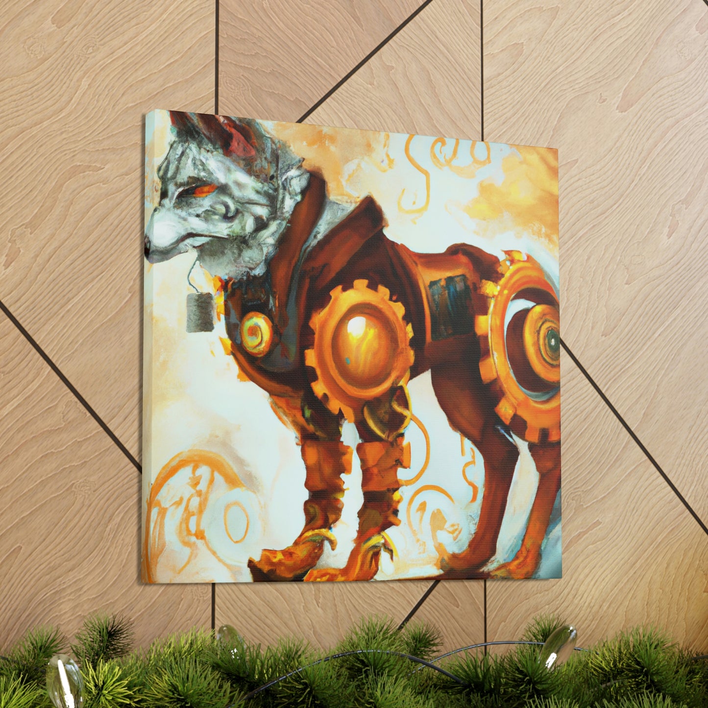 "Wolf in Steam Gears" - Canvas