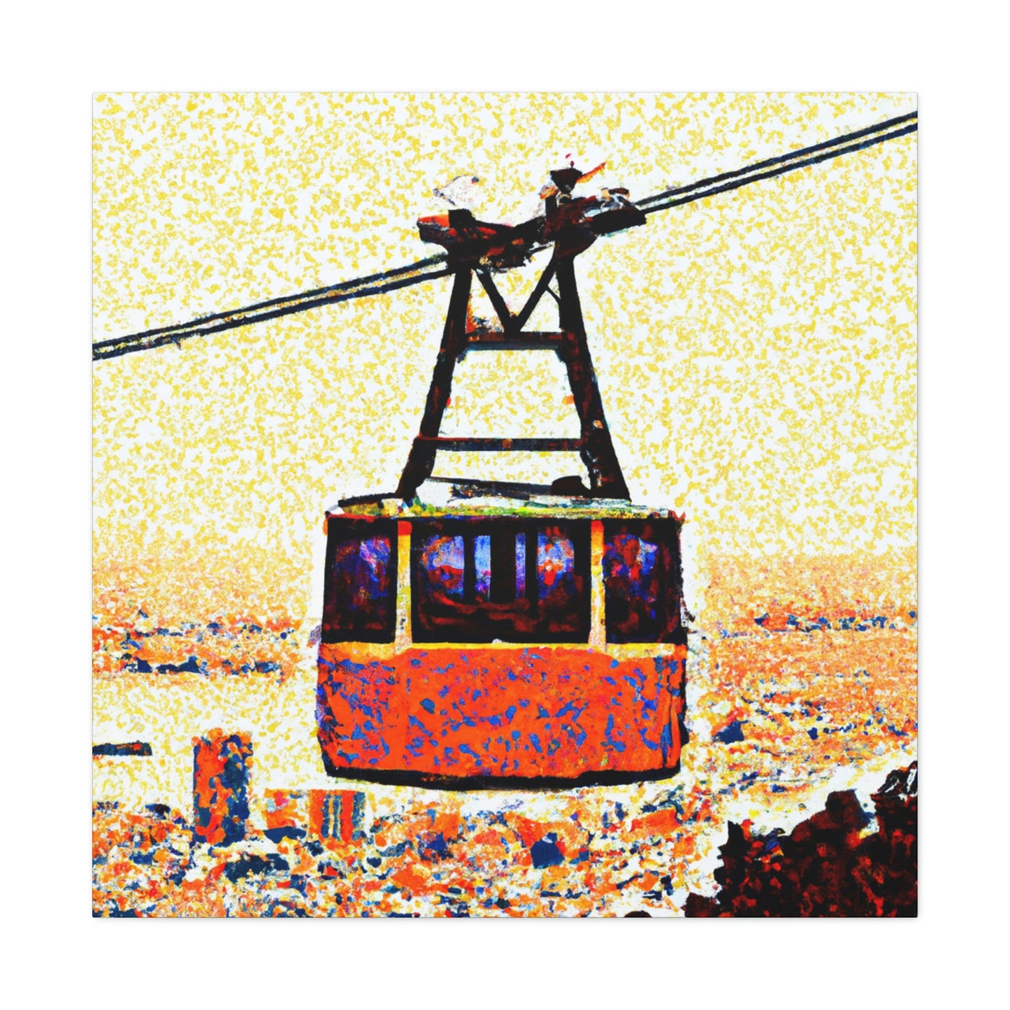 Cable Car Pointillism - Canvas