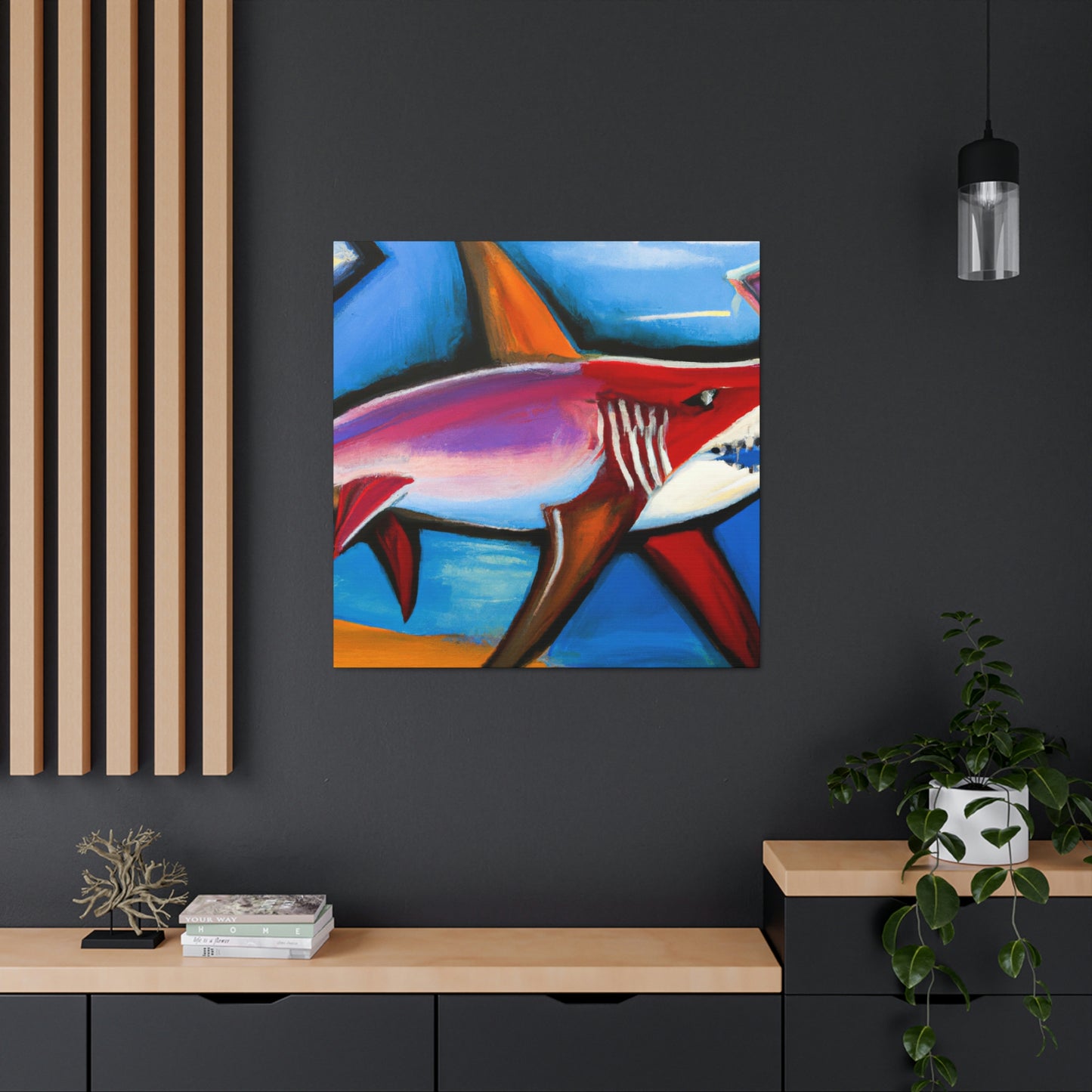 "Fearsome Shark Swimming" - Canvas