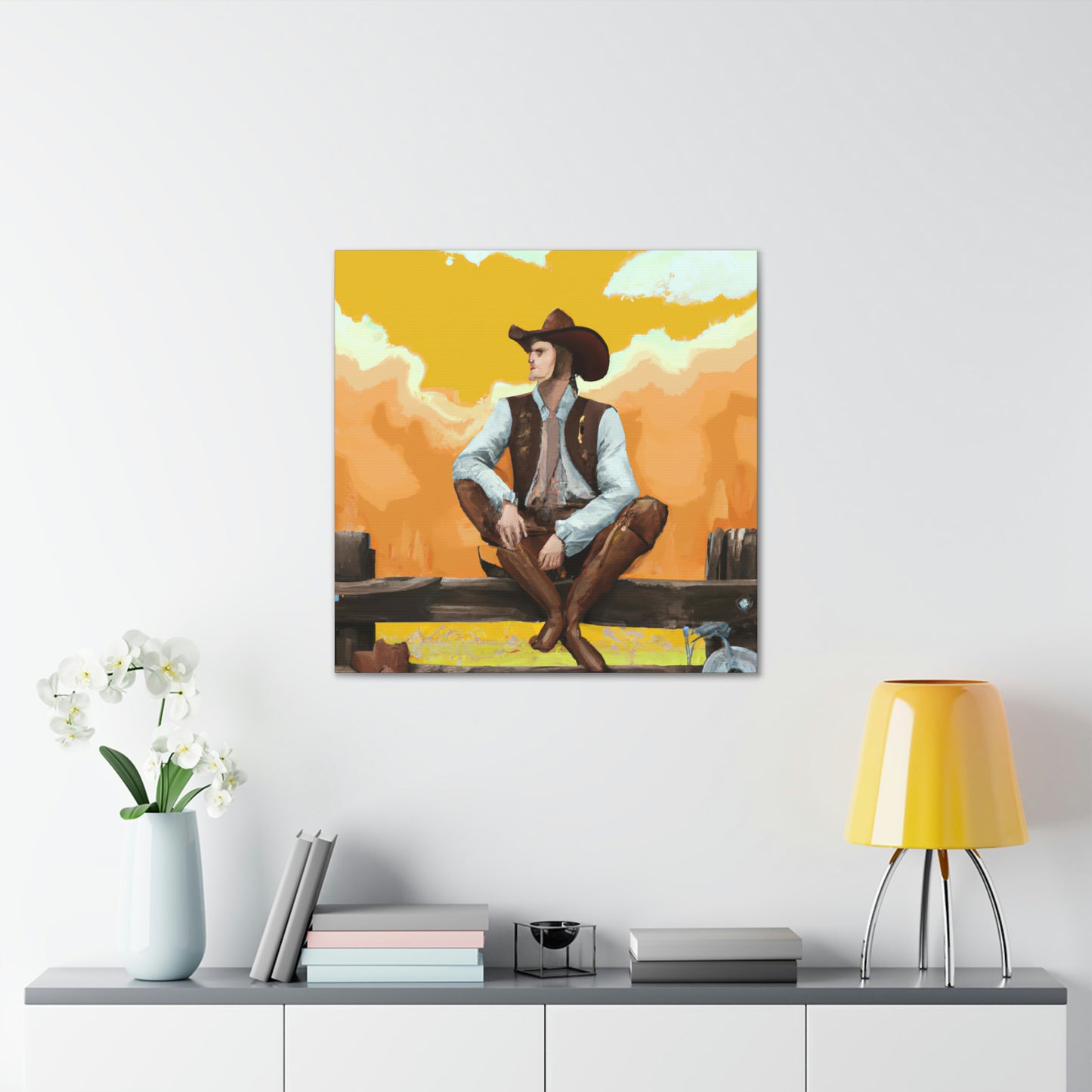 "Cowboy on a Fence" - Canvas