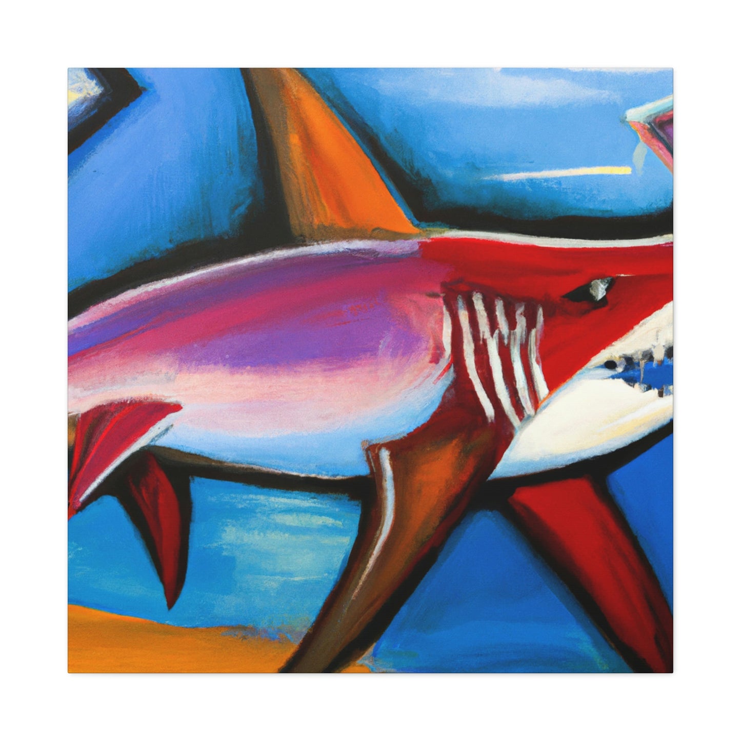 "Fearsome Shark Swimming" - Canvas