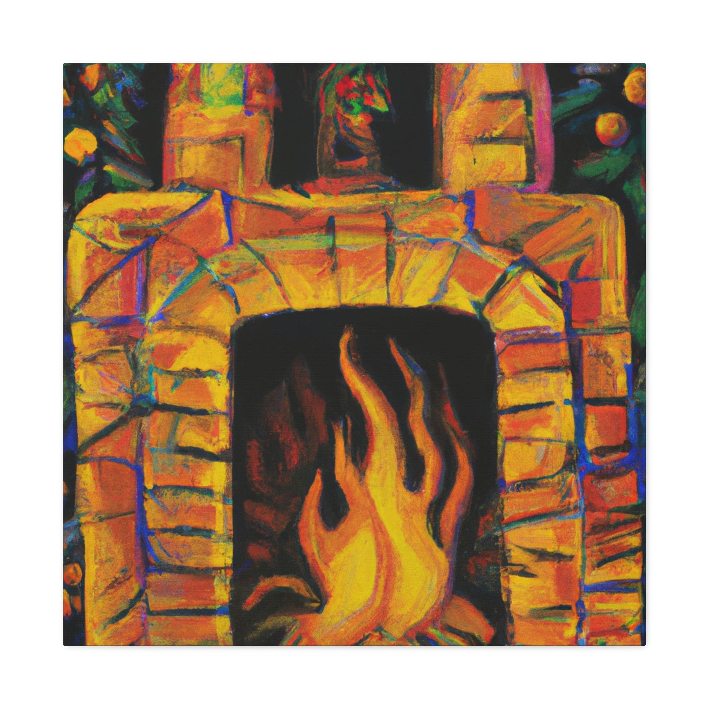 "Flaming Fireplace Flair" - Canvas