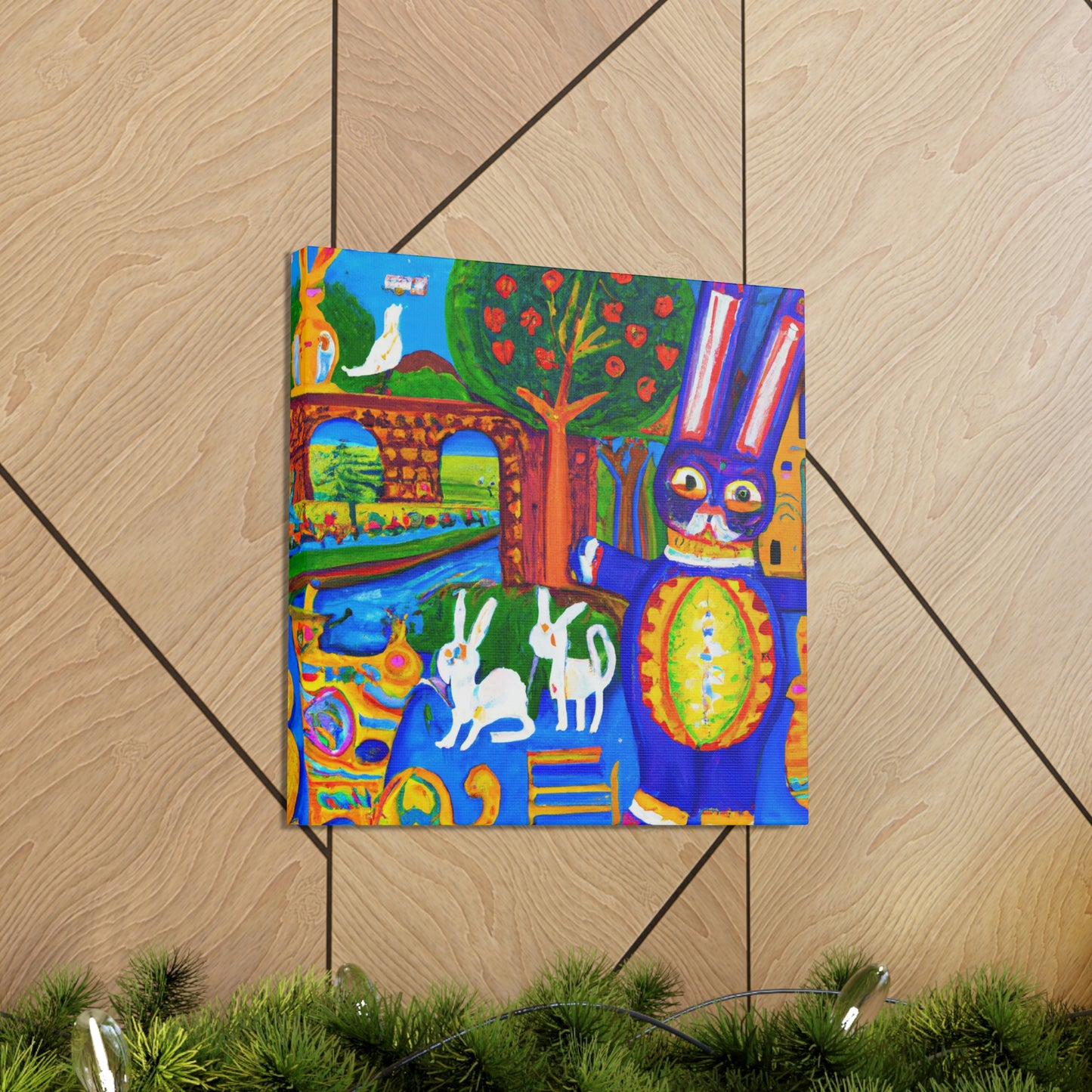 Rabbit in Meadowswept Landscape - Canvas