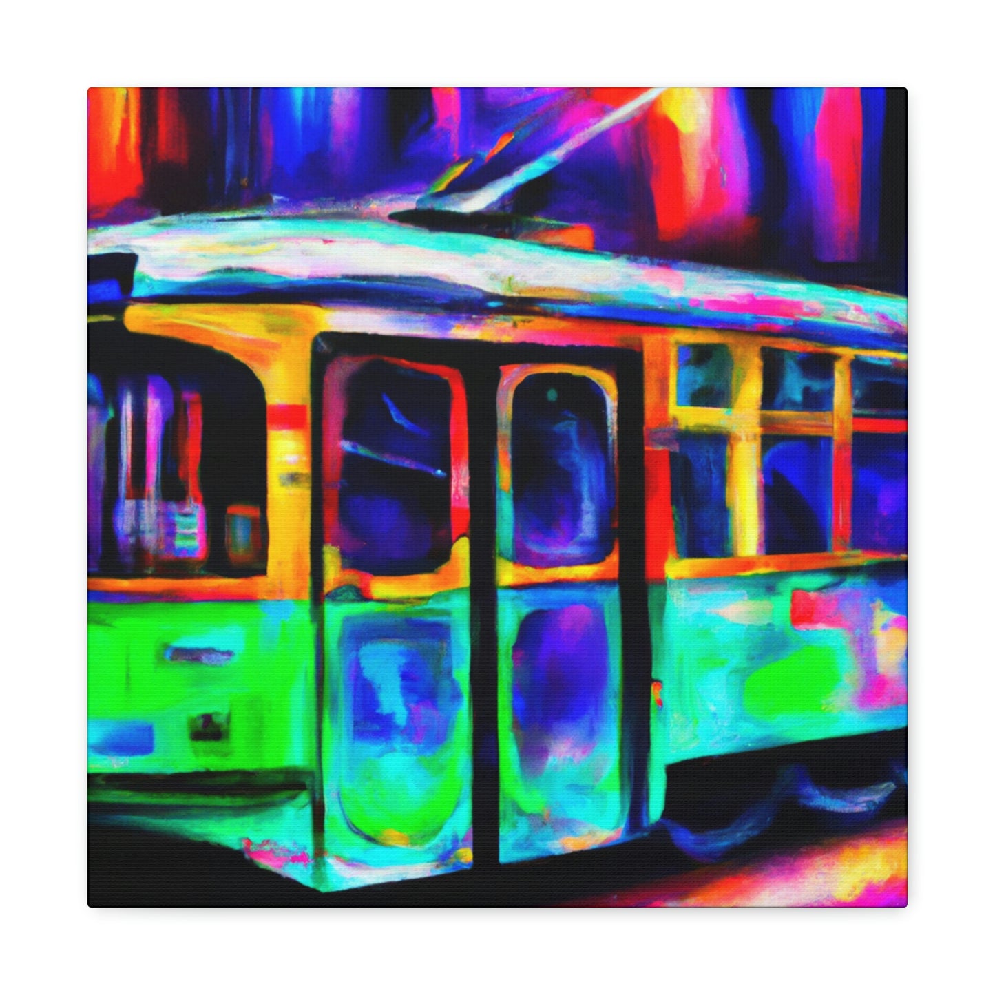 "Trams at Sunset Glowing" - Canvas