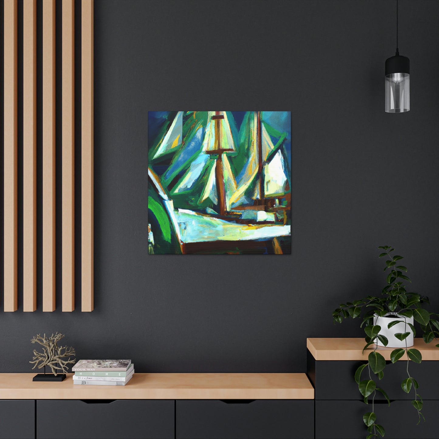 Boat on Blue Sea - Canvas