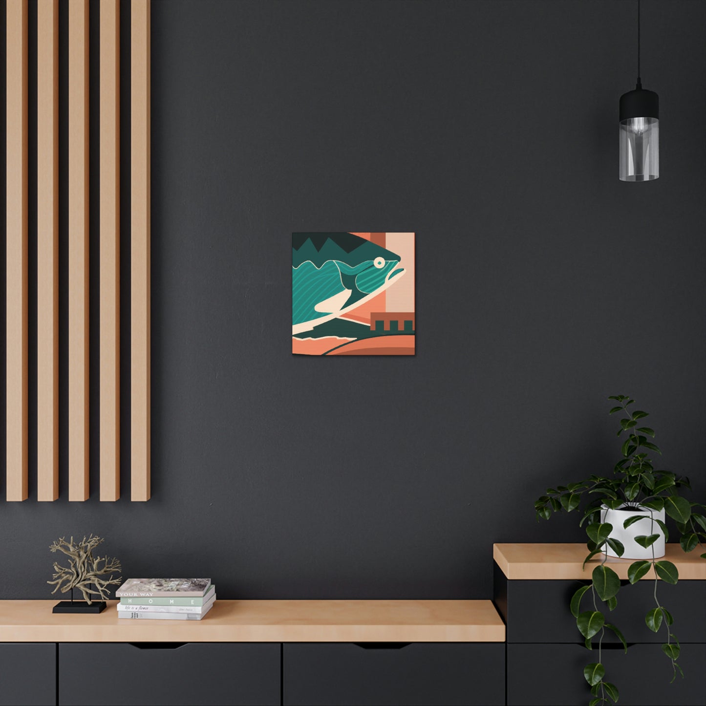 "Salmon in Art Deco" - Canvas