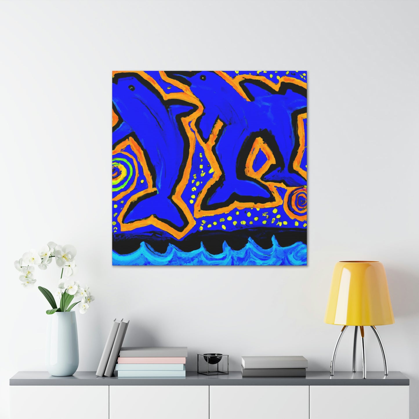 Dolphins in Abstract Forms - Canvas