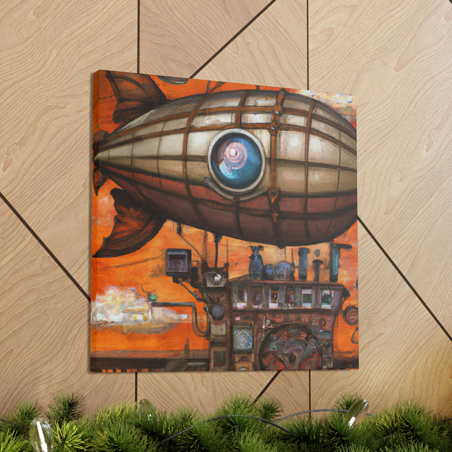 "Steampunk Blimp Descends" - Canvas